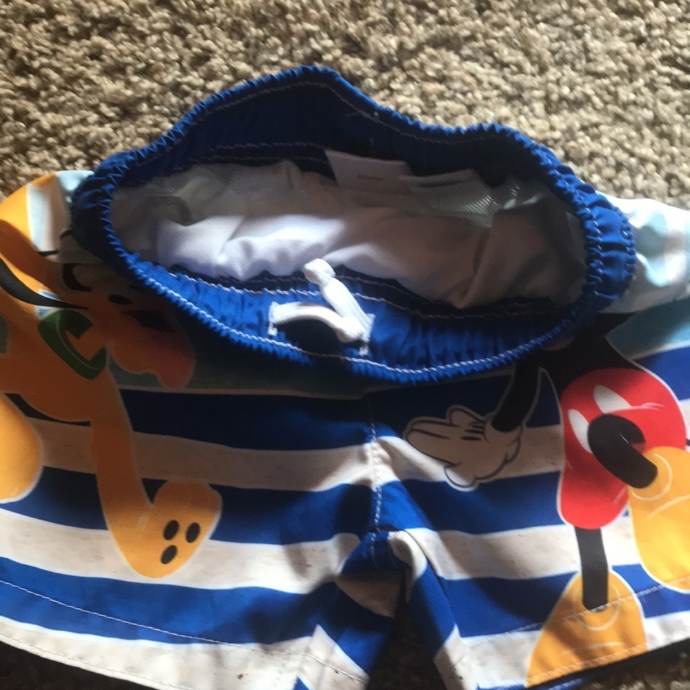 Disney Mickey Mouse Blue Swim Trunks Elastic Waist - Picture 2 of 4